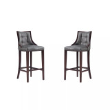Fifth Avenue 19" 2 Piece Beech Wood Faux Leather Upholstered Barstool Set