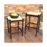 French Country 30" Turned Leg Seat Stool