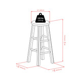 Ivy 29.1" Wood Square Leg Bar Stool