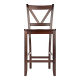 Transitional Victor 2-Pc V-back Counter Stool Set, Walnut