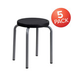 5 Pack Stackable Stool With Silver Powder Coated Frame