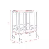 Ron Serving Bar Cart with Metal Frame and Casters