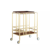Ron Serving Bar Cart with Metal Frame and Casters