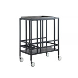 Ron Serving Bar Cart with Metal Frame and Casters