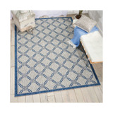 Country Side CTR02 Ivory and Blue 3'6" x 5'6" Outdoor Area Rug