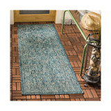 Courtyard Turquoise 2'3" x 12' Sisal Weave Runner Outdoor Area Rug