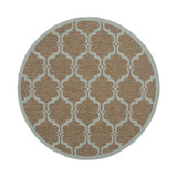 Courtyard Brown and Aqua 5'3" x 5'3" Round Outdoor Area Rug