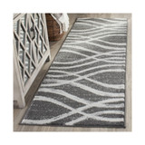 Adirondack Charcoal and Ivory 2'6" x 8' Runner Area Rug