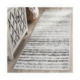Adirondack Ivory and Charcoal 2'6" x 8' Runner Area Rug