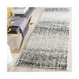 Adirondack Ivory and Black 2'6" x 8' Runner Area Rug
