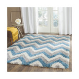 Shag Kids Ivory and Blue 5'3" x 7'6" Area Rug