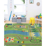 Prismatic Train Track Play Kids Rug 5' x 8' Area Rug