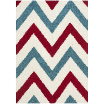 Shag Kids Ivory and Red 4' x 6' Area Rug