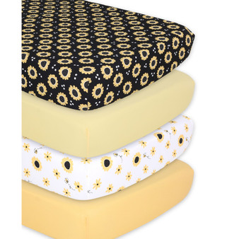 Sunflower Crib Sheets Set, 4 Piece