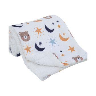 Goodnight Sleep Tight Bear, Moon and Star Super Soft Baby Blanket