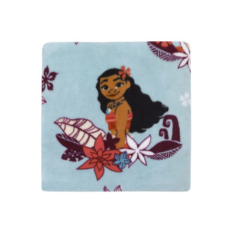 Moana Feel the Waves, Coral with Pua Pig and Tropical Flowers Super Soft Toddler Blanket