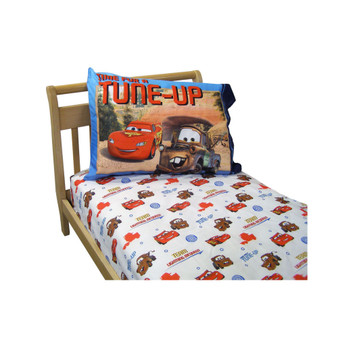 Cars Team Lightning McQueen 2 Pack Super Soft Fitted Toddler Sheet and Pillowcase Set