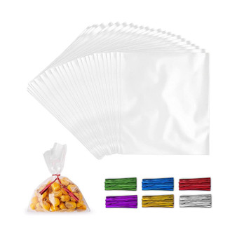 6 x 9 Inches Clear Cellophane Candy Bags With Ties - 200 Piece
