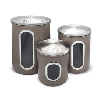 Megacasa 3 Piece Stainless Steel Canister Set in Brown Finish