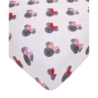 Minnie Mouse Watercolor Ears Crib Sheet