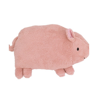 Plush Sherpa Pig Decorative Throw Pillow with 3D Ears Dimensional Tail, 16.3" x 12.5"