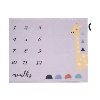 Modern Jungle Pals Giraffe Baby Milestone Blanket