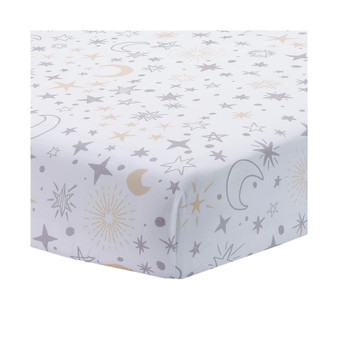 Goodnight Moon 100% Cotton White Fitted Crib Sheet - Moon/Stars