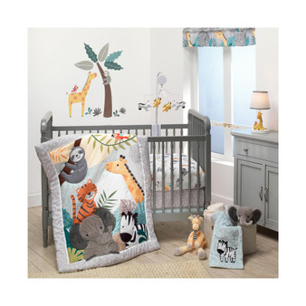 Mighty Jungle Animals 3-Piece Baby Nursery Crib Bedding Set
