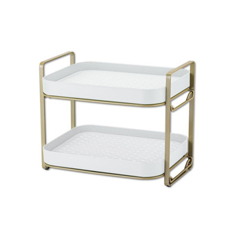 2-Tier Multi-Functional Storage Organizer With Removable Drain Tray, White