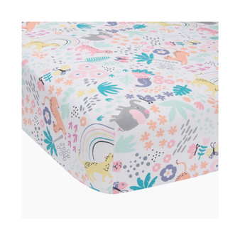 Rainbow Jungle Animals/Foliage Baby Fitted Crib Sheet