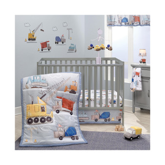 Construction Zone 3-Piece Trucks Nursery Baby Crib Bedding Set