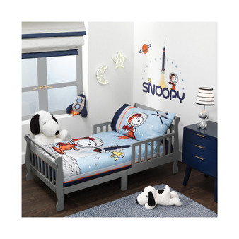 Astronaut Snoopy 4-Piece Navy/Blue Space Toddler Bedding Set