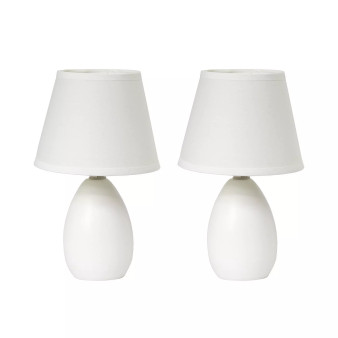 Simple Designs Mini Egg Oval Ceramic Table Lamp 2 Pack Set