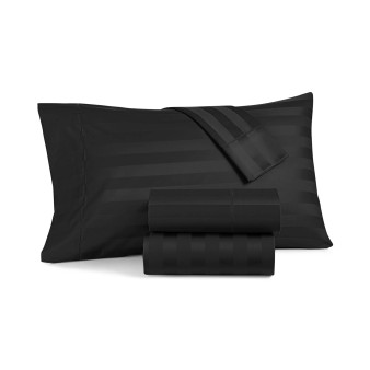CLOSEOUT! 1.5" Stripe Extra Deep Pocket 550 Thread Count 100% Cotton 4-Pc. Sheet Set, King, Created for Macy's