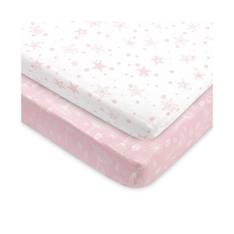 Pack and Play Fitted Sheet, Portable Pack N Plays Mini Crib Sheets, 2 Pack Play Sheets, 100% Jersey Cotton Playard Sheets