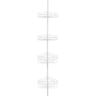 4-Tier Spring Tension Shower Corner Pole Caddy with Razor Holder