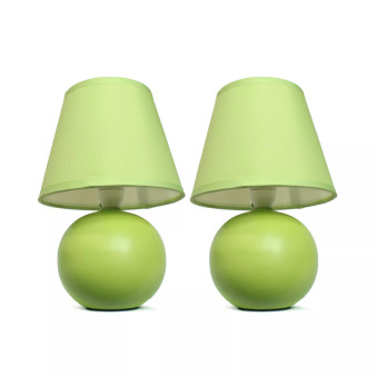 Simple Designs Mini Ceramic Globe Table Lamp 2 Pack Set