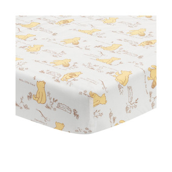 Disney Baby Storytime Pooh 100% Cotton Fitted Crib Sheet - White