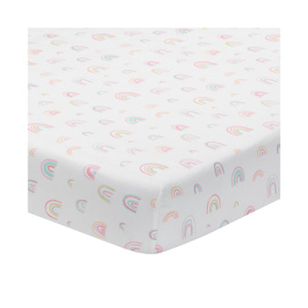 Watercolor Pastel Rainbow 100% Cotton Baby Fitted Crib Sheet