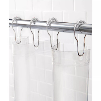 Medium Weight Peva Shower Curtain Liner and Beaded Roller Ring Set