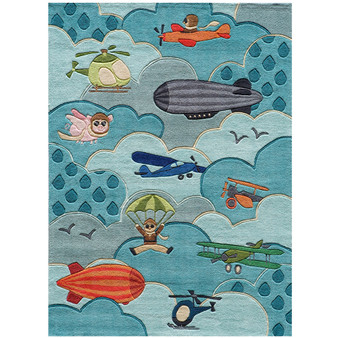 Round Area Rug, Lil Mo Whimsy LMJ10 Sky 5' 0" x 5' 0" Rug