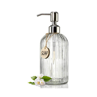 Easy Press Pump Clear Glass Hand Soap Dispenser for Bathroom