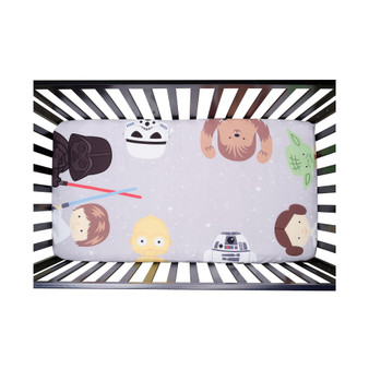 Star Wars Galaxy Cotton Fitted Crib Sheet - Yoda/Darth Vader/R2D2