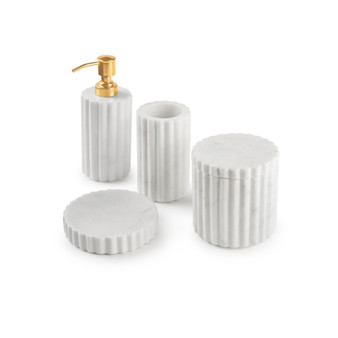 Roksana White Marble Bath Accessories, Set of 4
