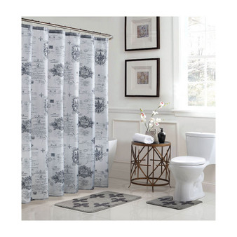 Fleur De Lis Bathroom Shower Set, 15 Piece