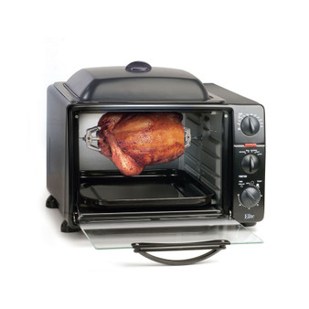 Elite Cuisine 23L Countertop Toaster Oven Rotisserie, with Oven-Top Grill & Griddle, Bake, Broil, Toast, Keep Warm, 12" Pizza, 6-Slice Capacity