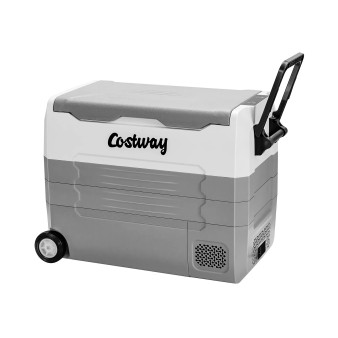 58 Quarts Car Refrigerator Portable RV Freezer Dual Zone w/ Wheel