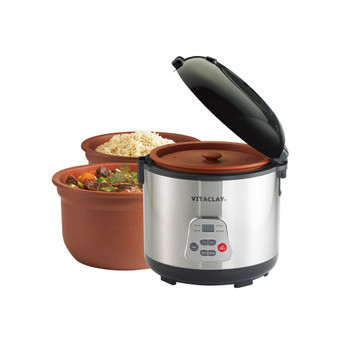 2 in 1 Clay Rice and Slow Cooker, 4.2 QT