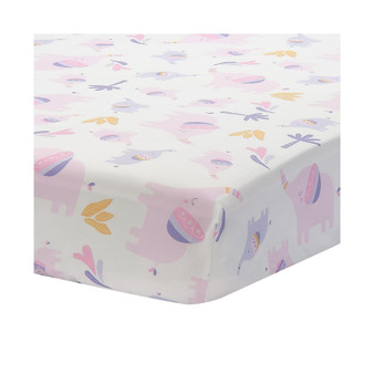 Elephant Dreams White/Pink/Purple Baby/Toddler Fitted Crib Sheet