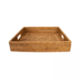 Square Ottoman Tray with Cutout Handles